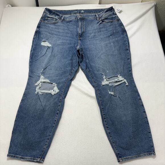 Old Navy Denim - Old Navy Women's 20 High Rise Curvy O.G. Straight Ripped Blue Jeans (40x28)